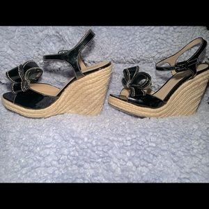 VALENTINO Authentic Bow-Trim Espadrille Wedge